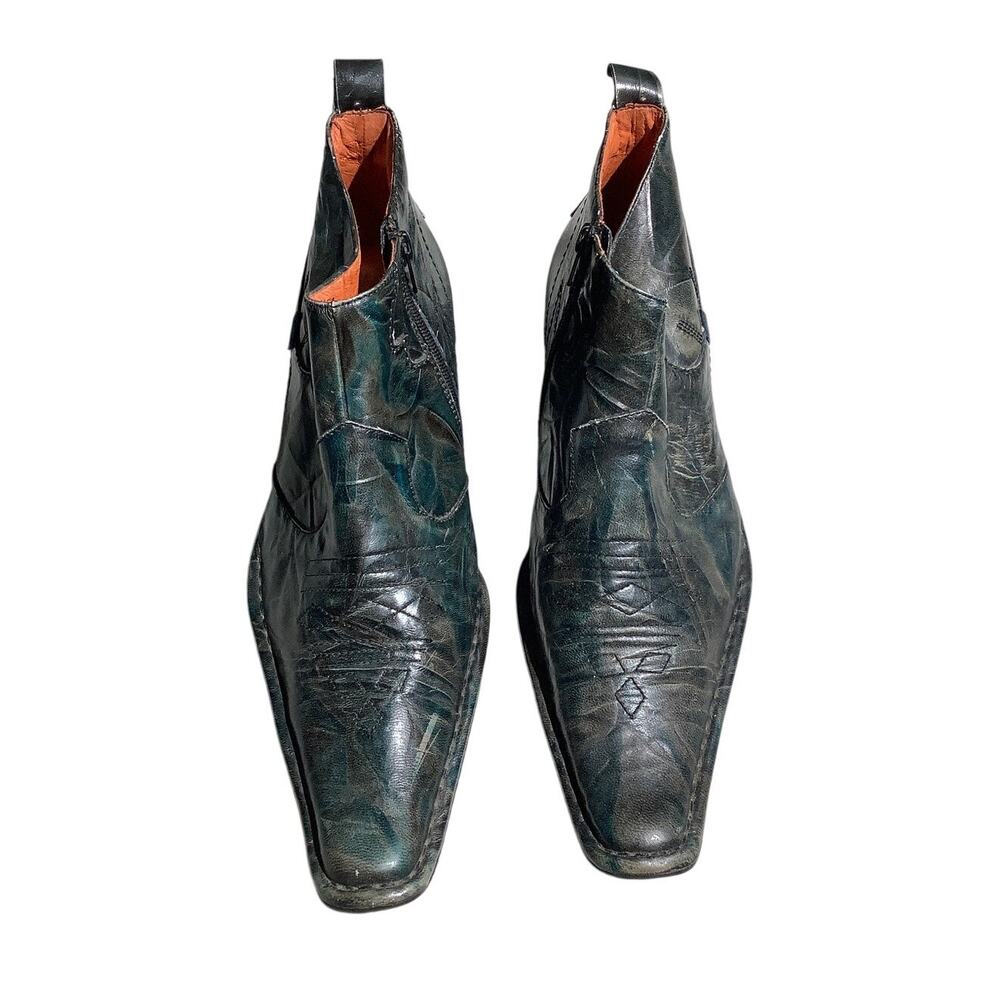 Robert Wayne Blue Green Leather Boots Men’s 10N — Western, Rockabilly, Statement